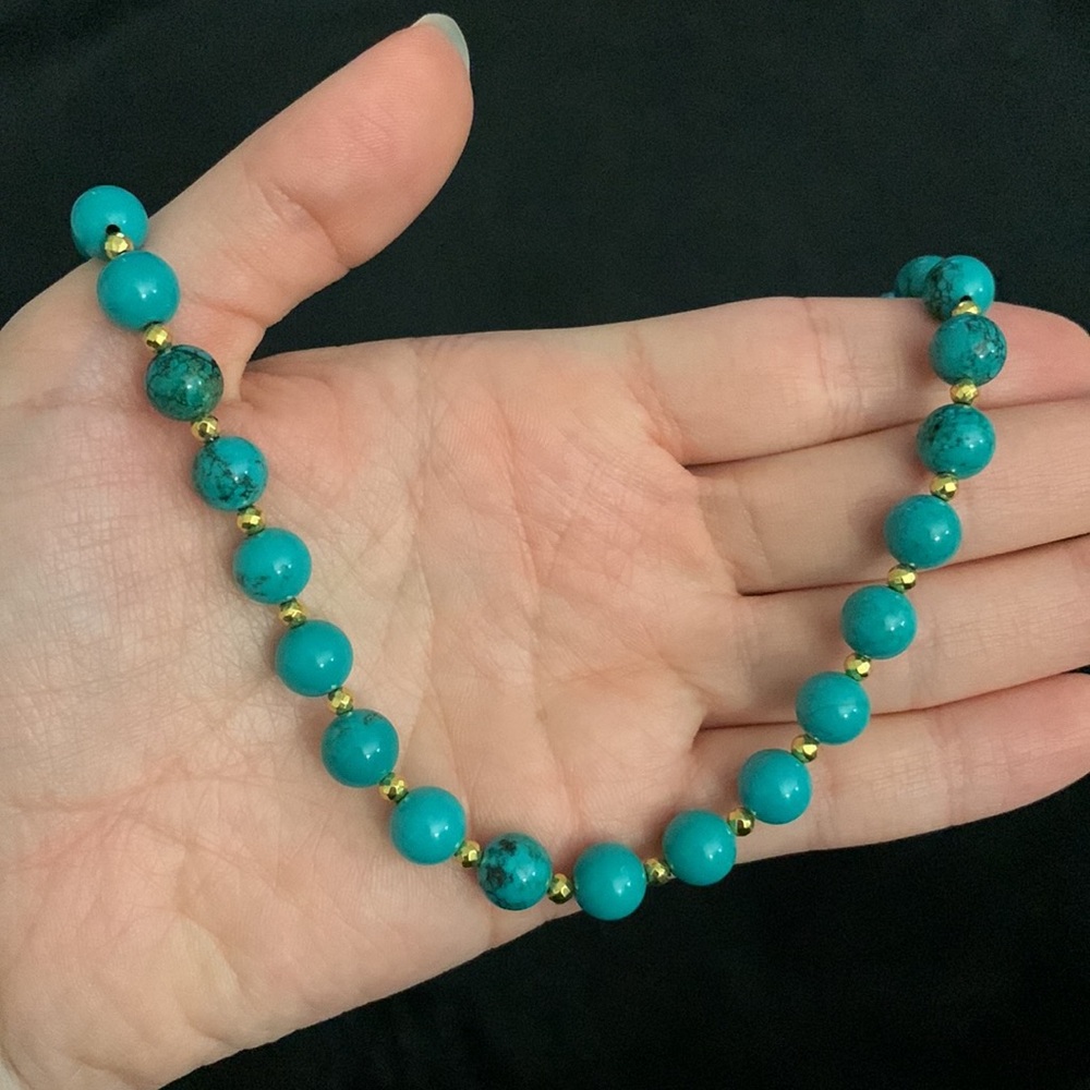 Turquoise and Gold Beaded Necklace